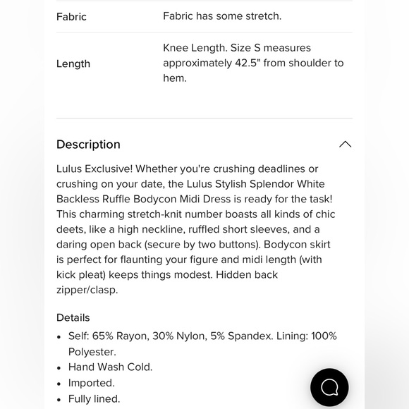 Lulu’s Stylish Splendor White Backless Ruffle Bodycon Midi Dress Small NWT - Picture 8 of 8